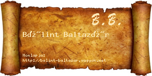 Bálint Baltazár névjegykártya